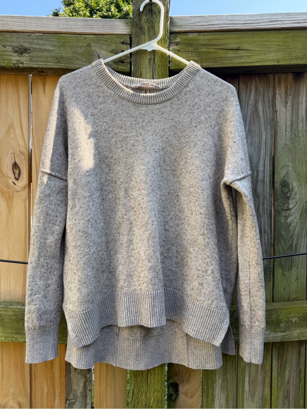 Athleta Wool Cashmere Sweater XS Gray Oversized High Low Hem